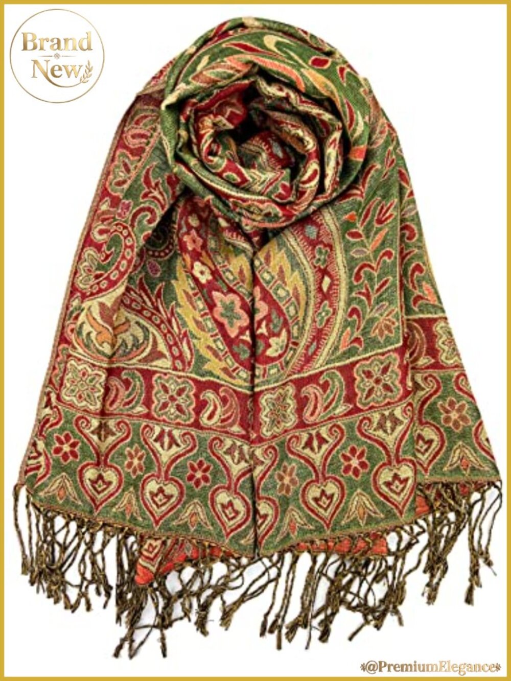 Luxury Paisley Pashmina Scarf Shawl Wrap Silk Paisley Metallic Tapestry